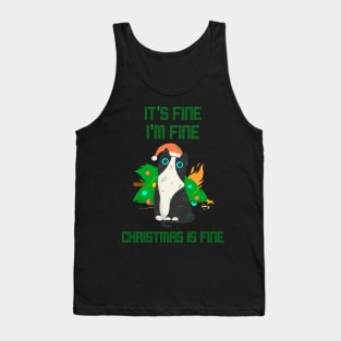 It's Fine I'm Fine Christmas Is Fine Overwhelmed Cat Tank Top